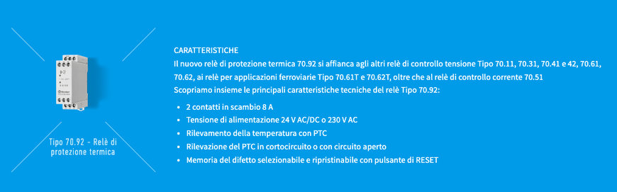 FINDER PRESENTA IL RELÈ DI PROTEZIONE TERMICA TIPO 70.92